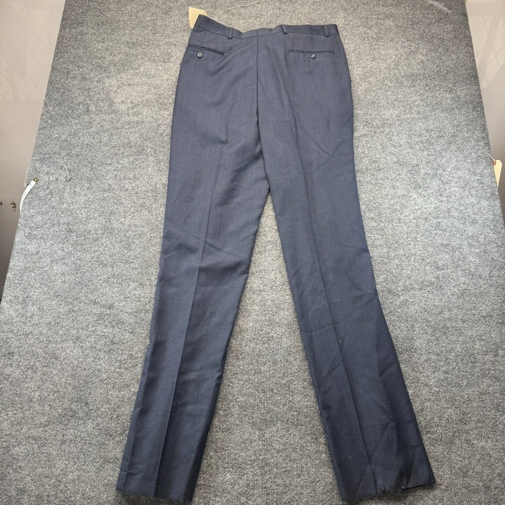 Giorgio Cosani Dress Pants Men 34x38 Blue Wool Pleated Professional Straight Leg